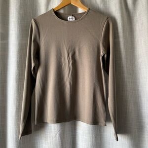 MATE the Label Long Sleeve Ribbed Top in Taupe